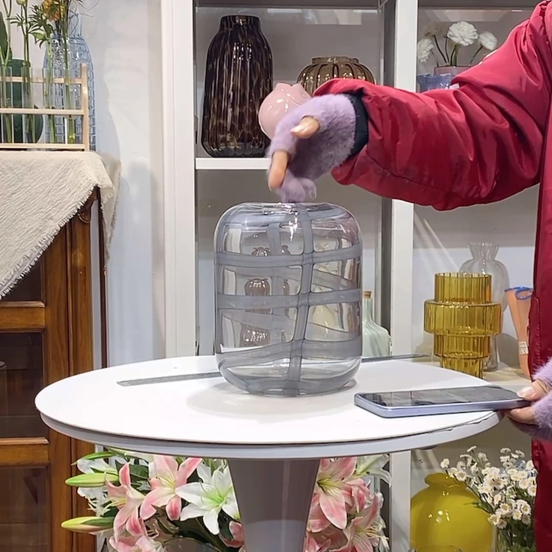 微瑕厚重原色有拉丝玻璃口8高21.5