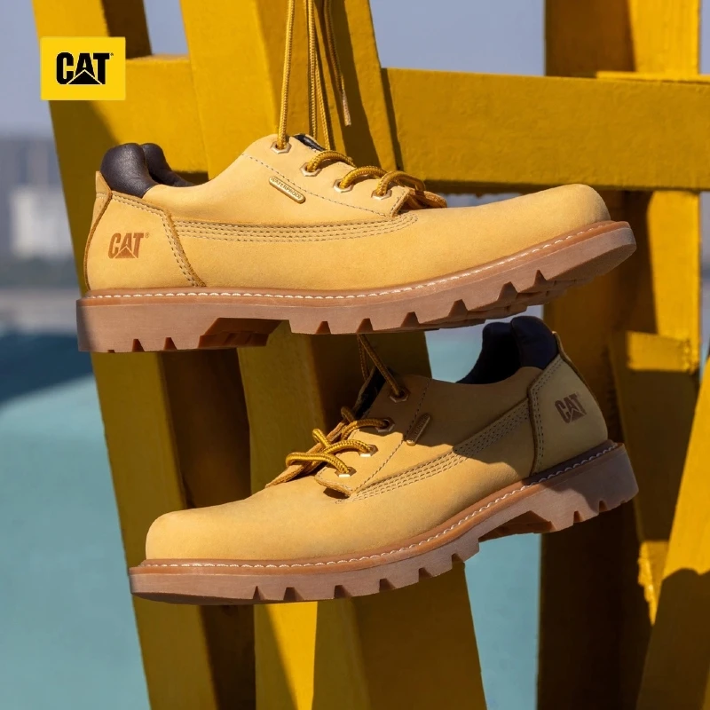 CAT卡特低帮防水大黄靴户外时尚休闲鞋复古皮鞋男款耐磨鞋真皮S