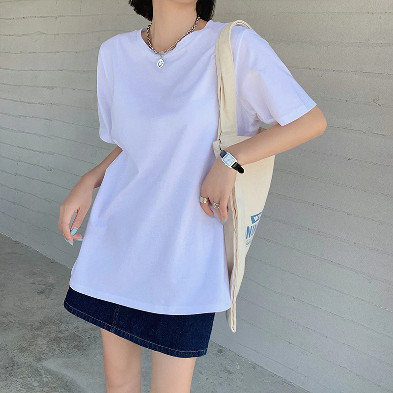 【C】夏季纯色休闲设计感百搭时尚圆领T恤 8581