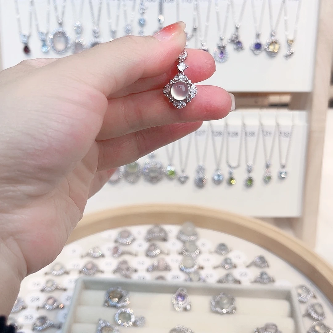 岫玉银S925镶嵌吊坠(不含链)