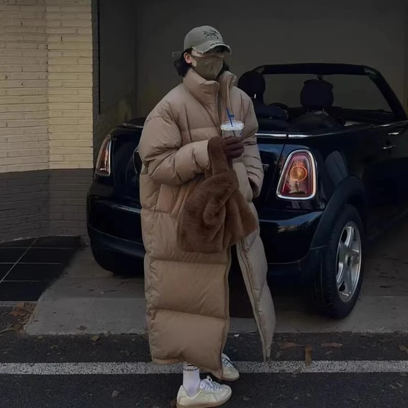 长款过膝宽松高个子保暖加厚羽绒棉服女2025秋冬季新款复古外套潮