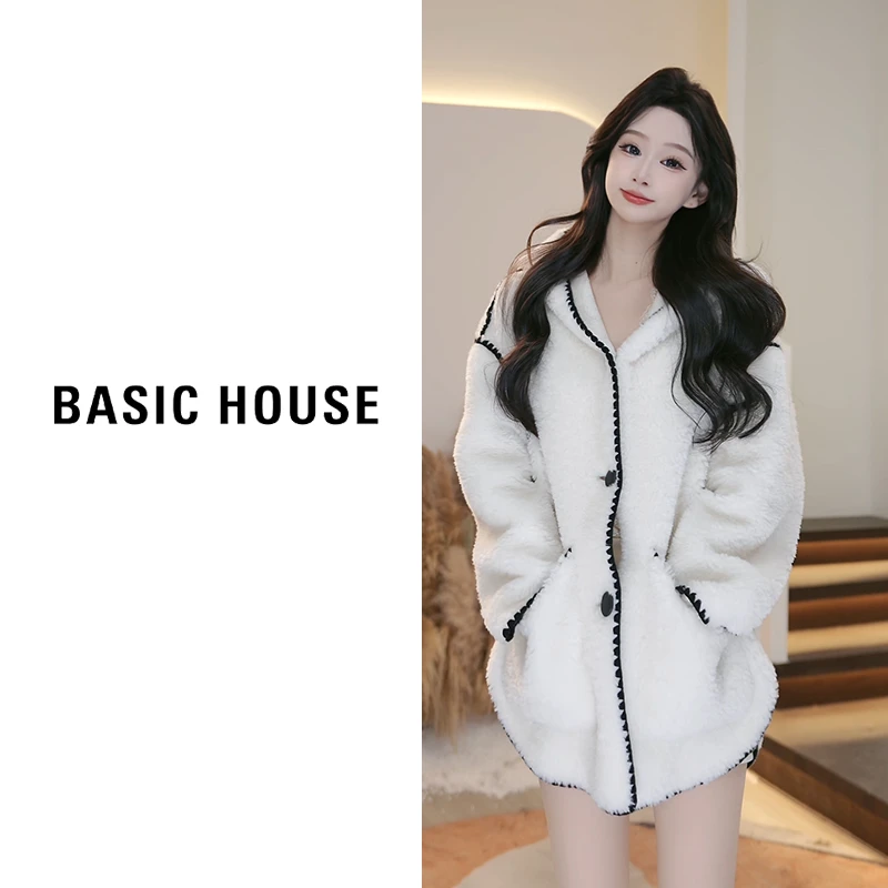 Basic House/百家好秋冬新款气质绵羊毛大衣B1294B59562（衣长74）