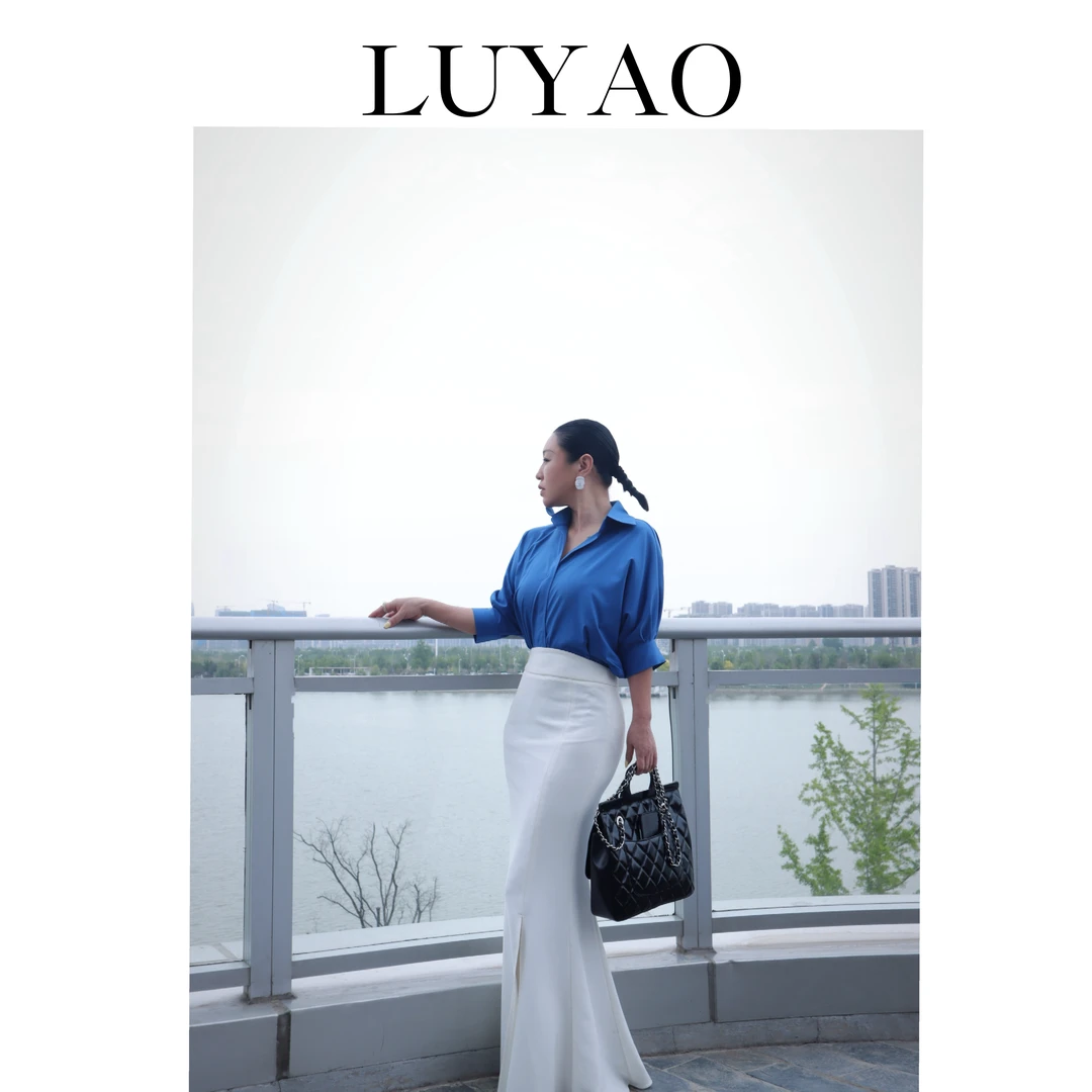 【LUYAO.录垚原创】“蓝宝石”-斜扣衬衫