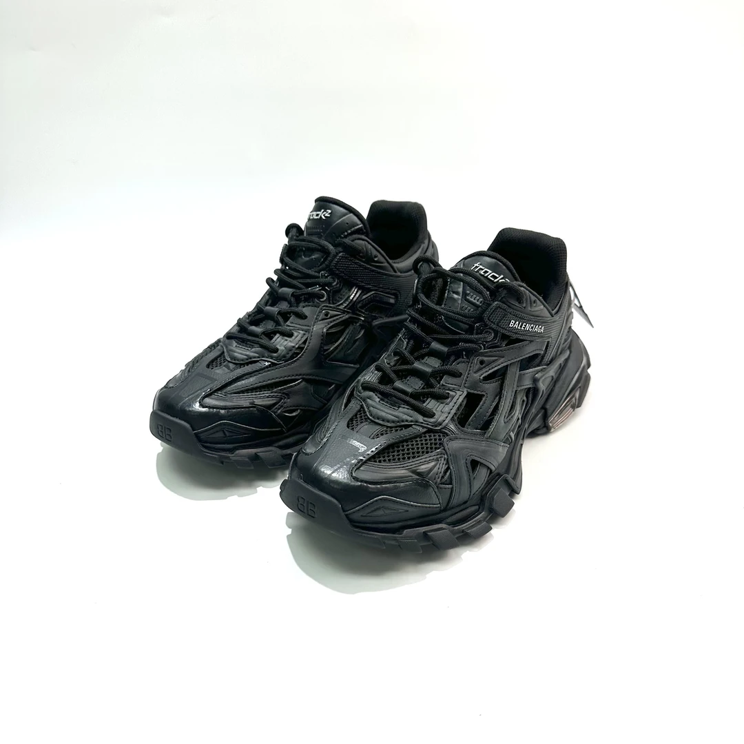 99新 Balenciaga/巴黎世家 42码 纯黑Track2.0老爹鞋 SY0951