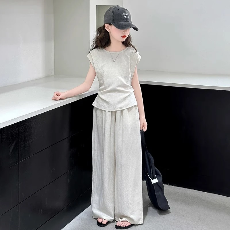 女童夏季套装2025新款女孩大童韩系穿搭儿童夏装慵懒风休闲两件套