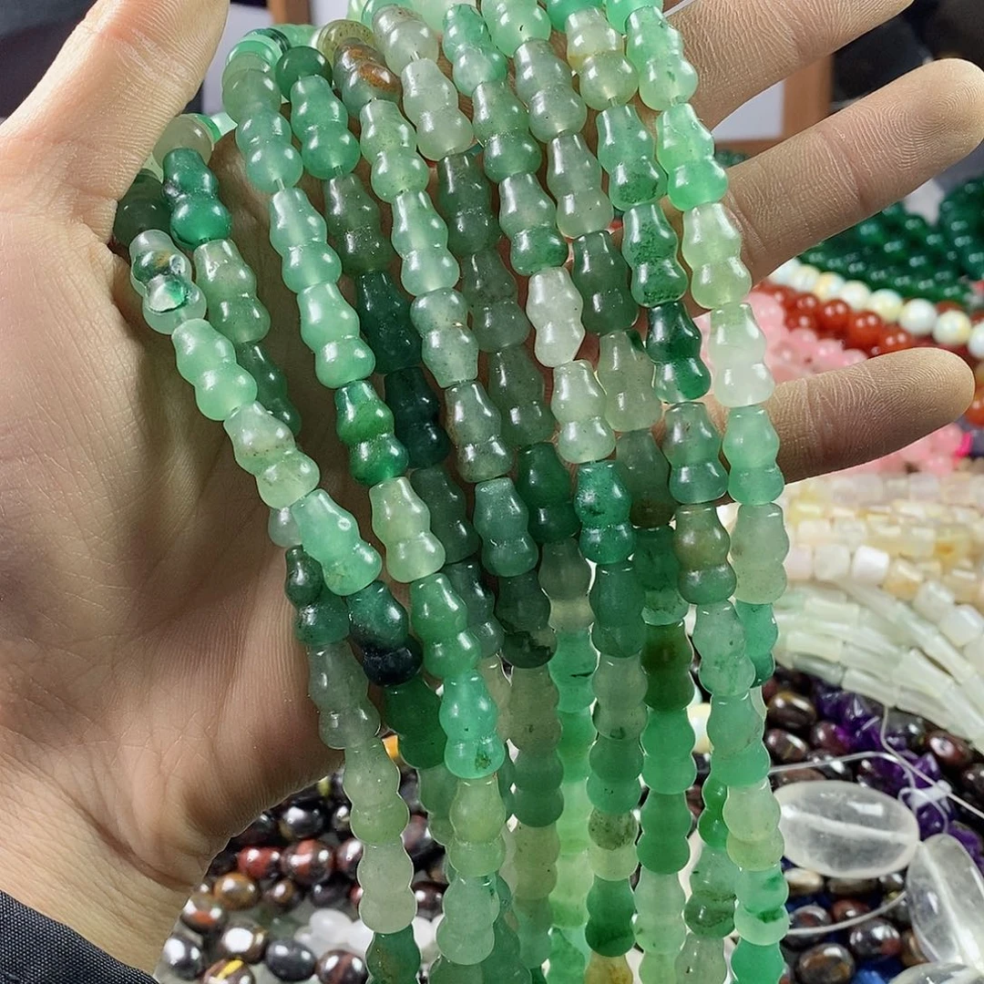 玛瑙/玉髓珠宝半成品合金一条天然8×14绿东岭葫芦