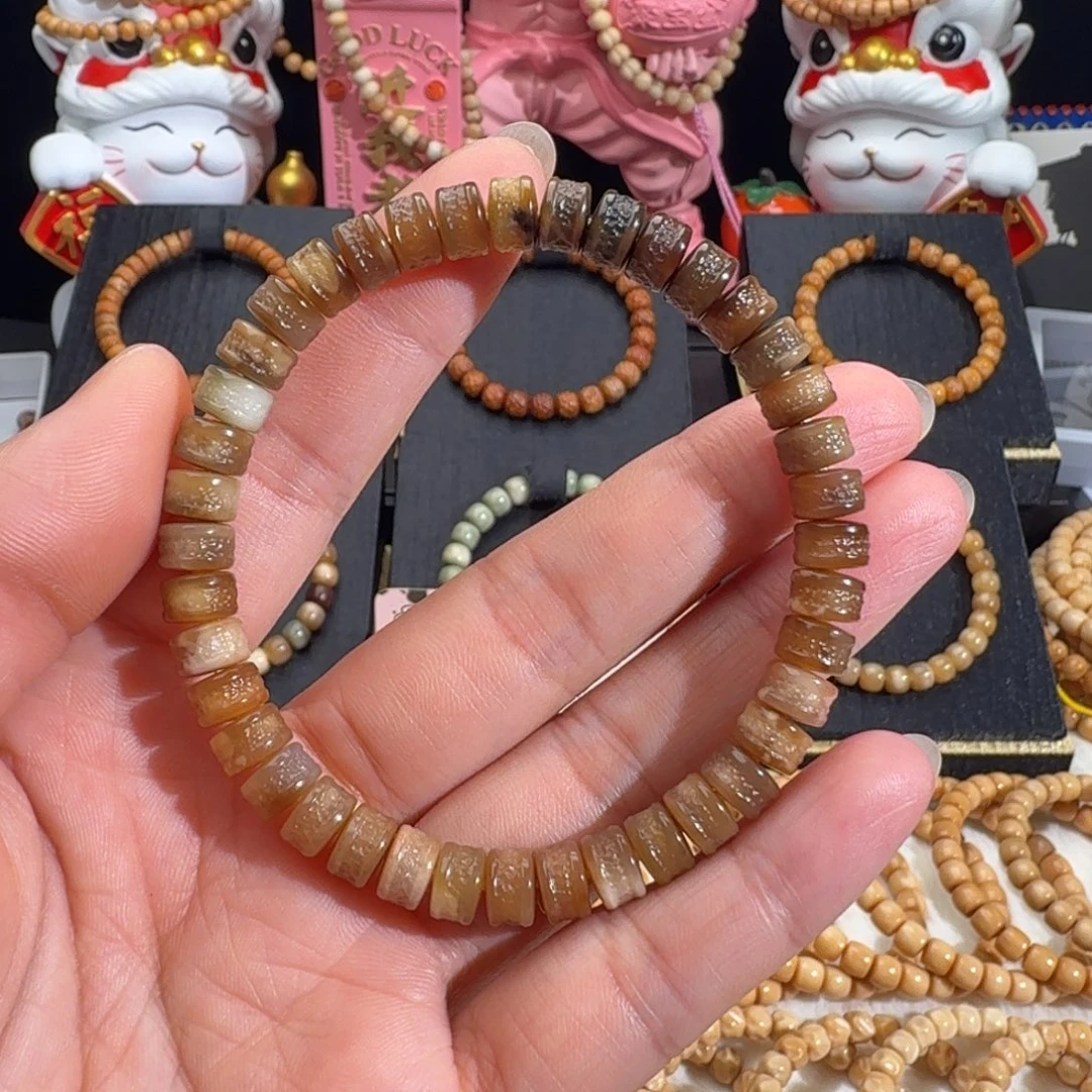 呱***婆龙脊菩提手串龙噶渐变玉化手串