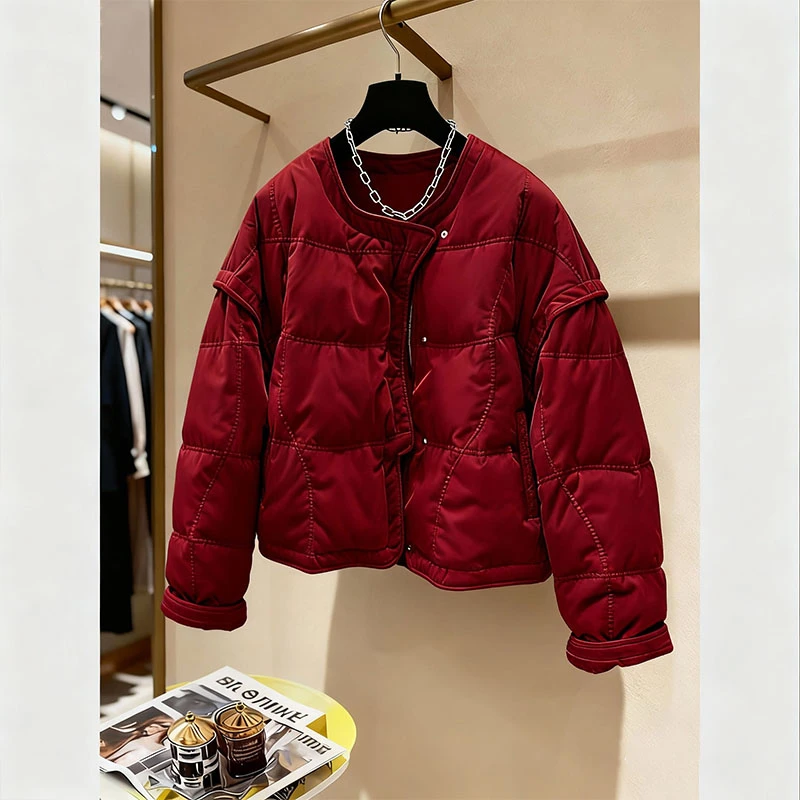 2025新款冬装超好看韩系老钱风保暖加厚棉服女短款独特面包服外套