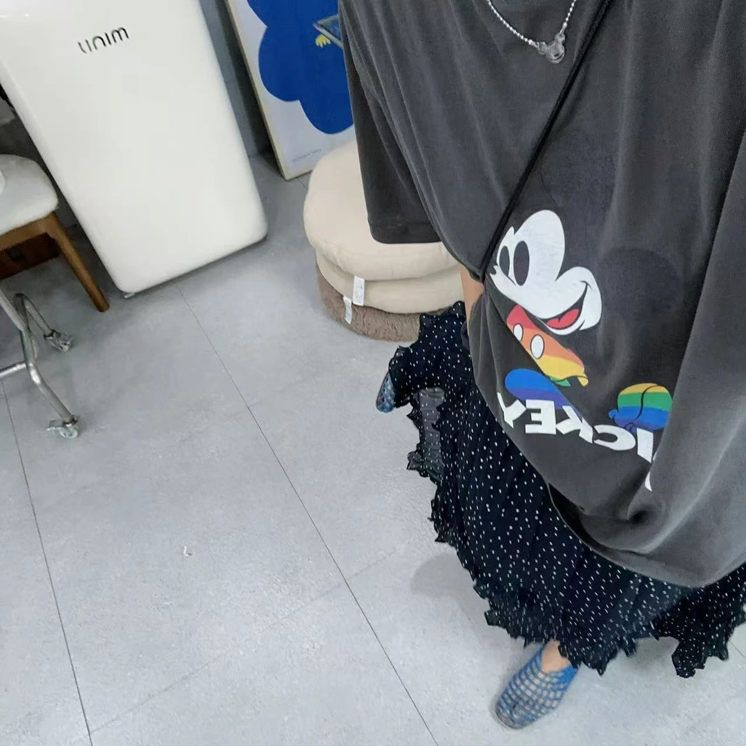 SISTERS【彩虹米奇】灰咖色米奇字母短袖上衣