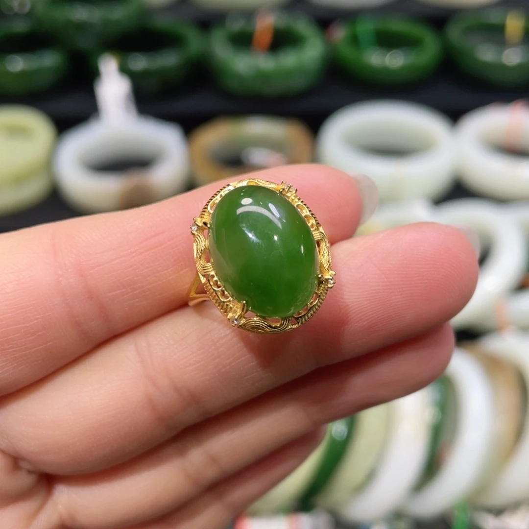 银S925镶嵌戒指和田玉