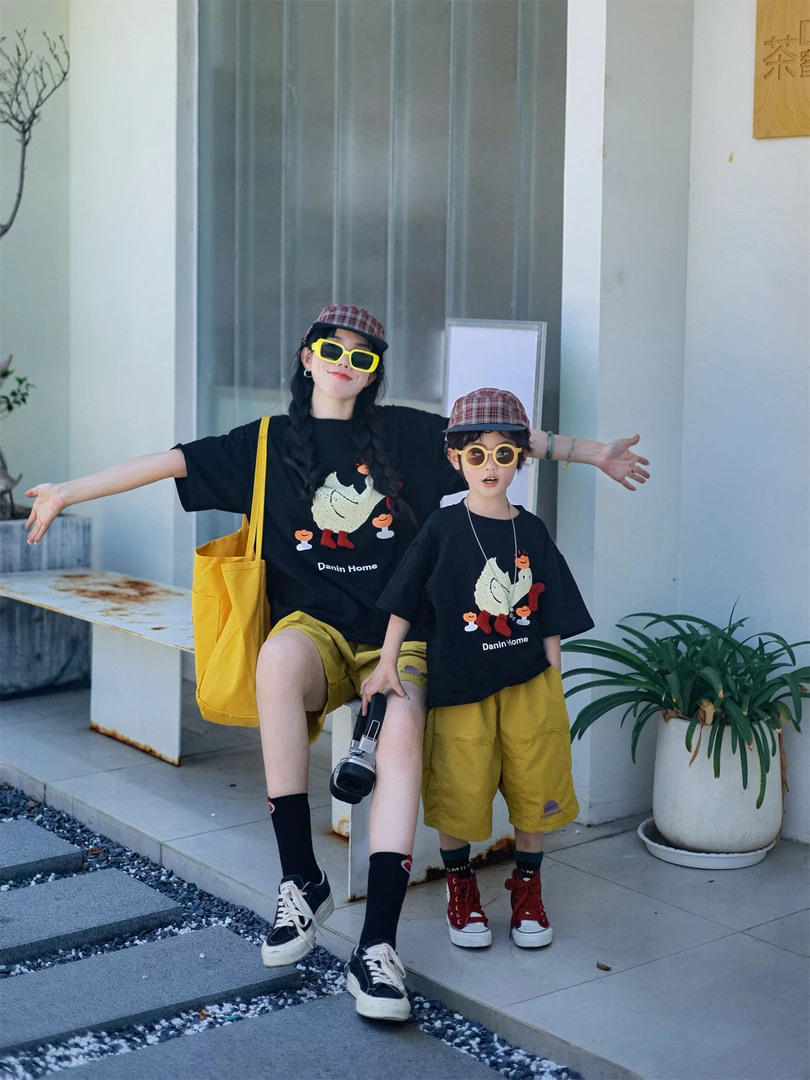 【四个姐专属】【顾奈】QZ724夏季纯棉立体小鸭一家三口亲子短袖