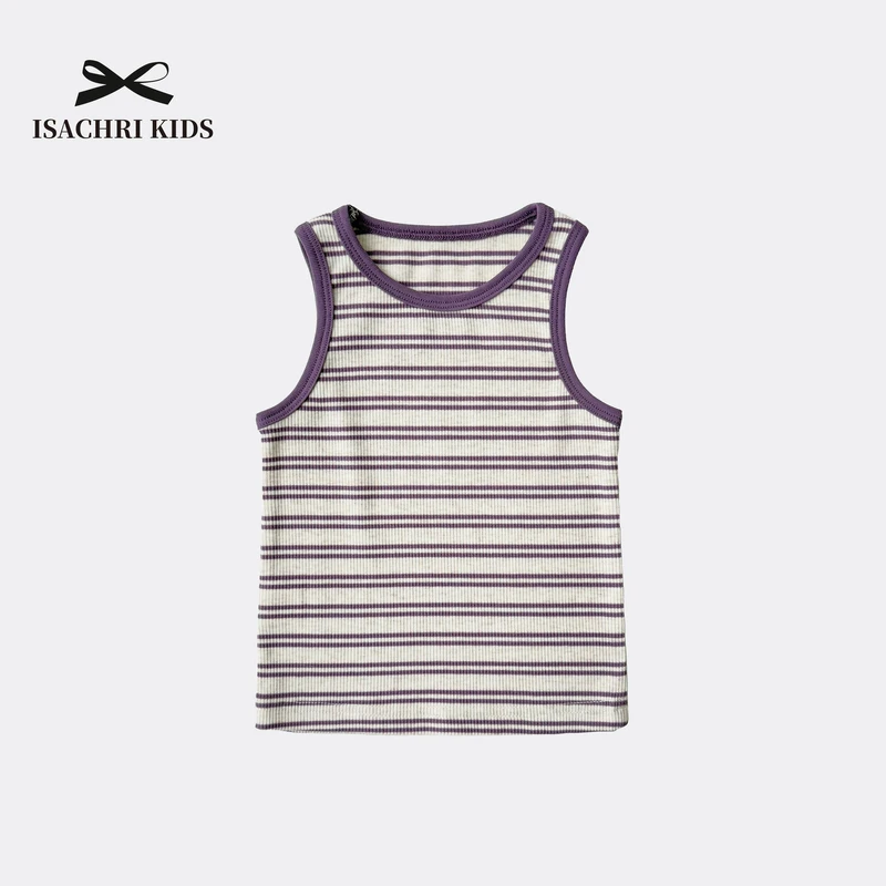 晶晶家【现发/背心】条纹控夏装短袖T恤细条纹女儿童宝宝上衣IS444