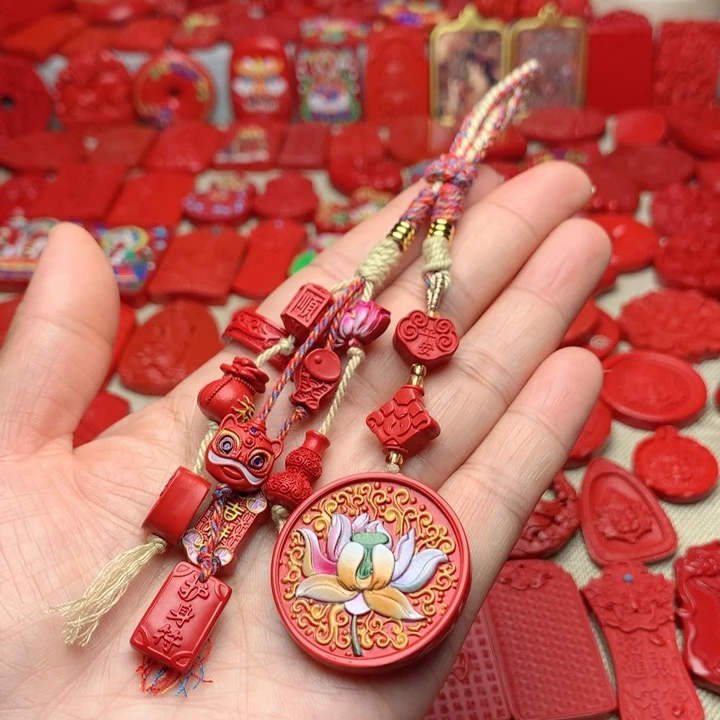 天然辰砂工艺品朱砂车挂