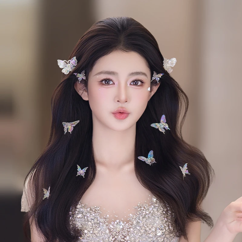 合金亚克力婚庆饰品 新娘头饰减龄炫彩蝴蝶灵动公主造型配饰G0276