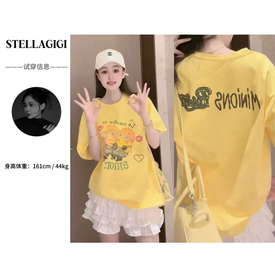 SG / 郭幂幂 SS  多巴胺小黄人 时髦百搭圆领短袖T-20250318