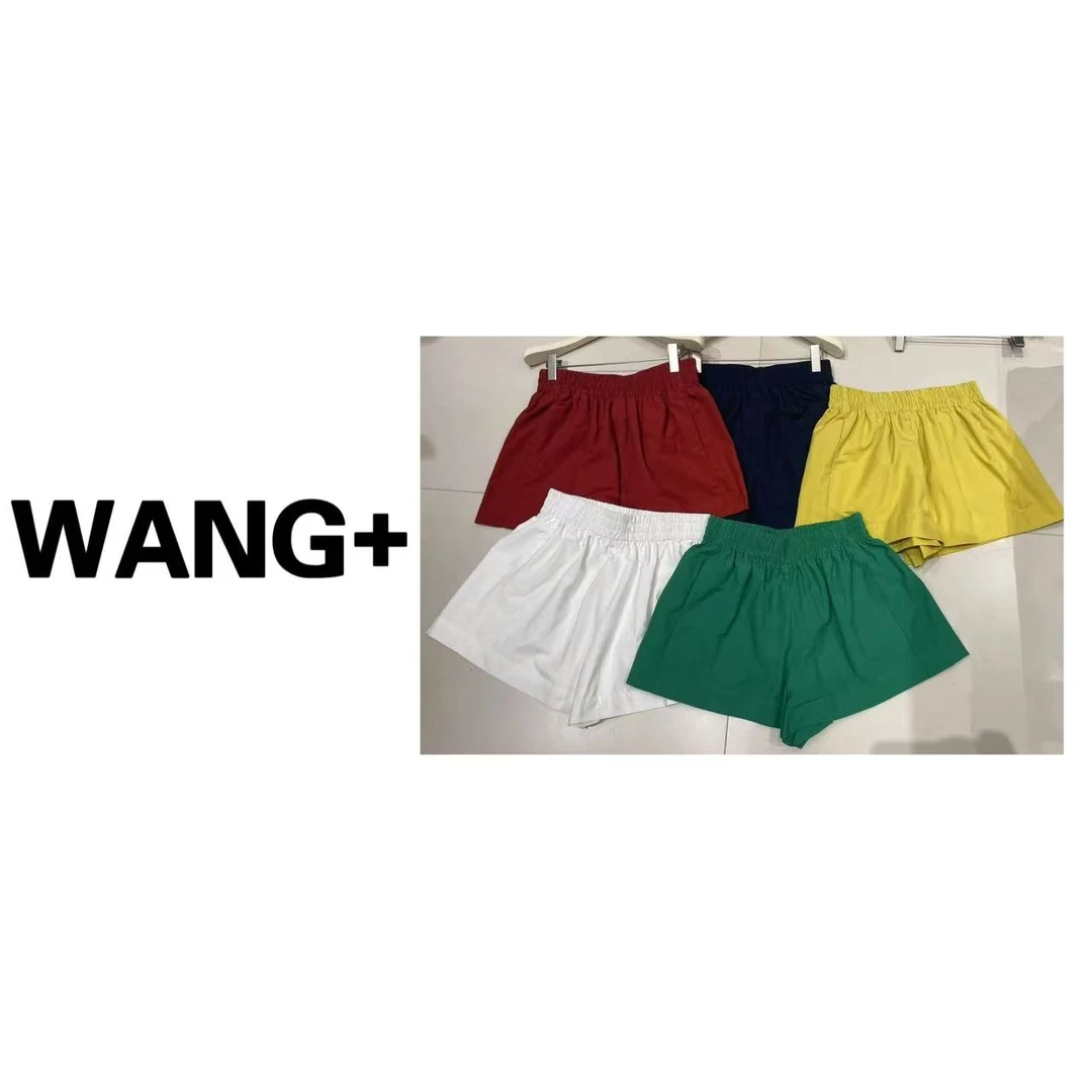 WANG+/欧洲站夏季高品质糖果色松紧腰花苞裤短裤