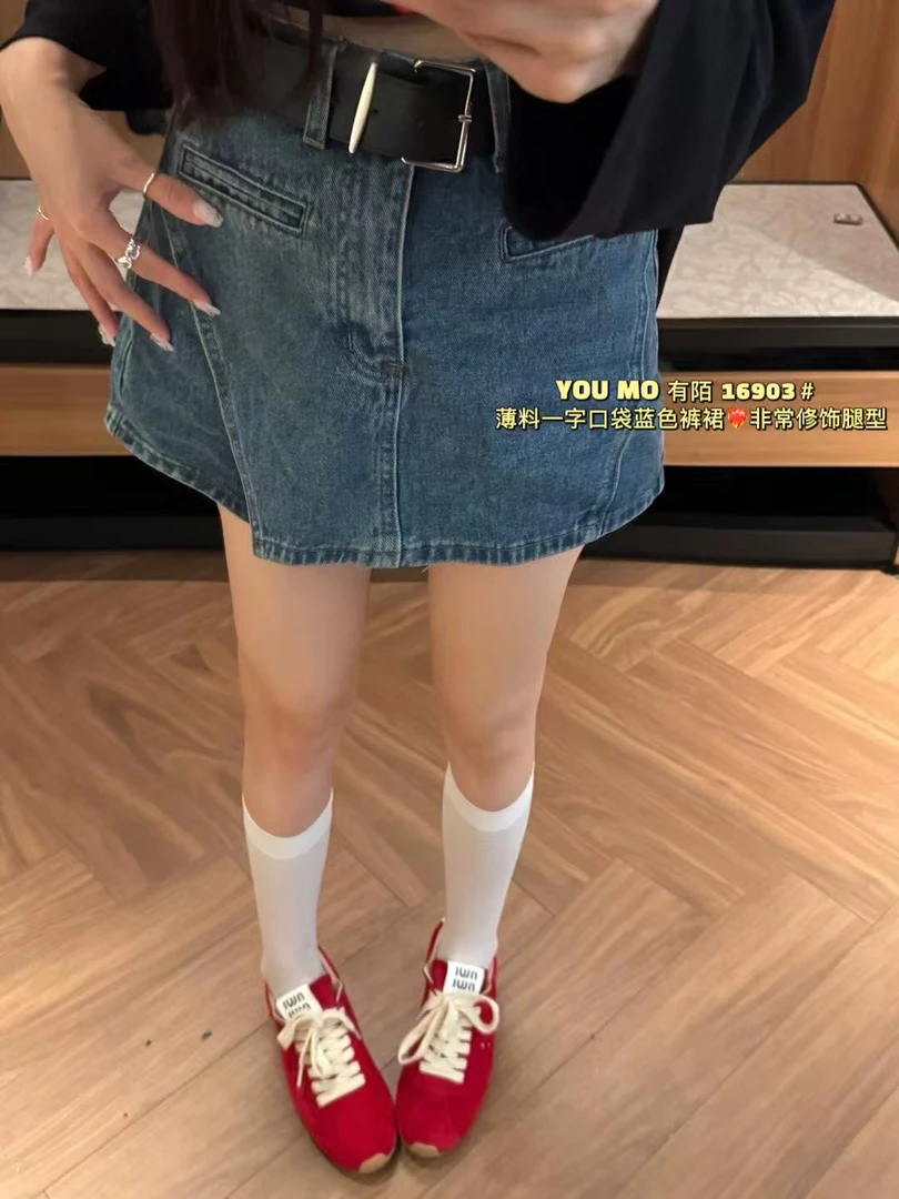 韩国东大门2025夏季新款时尚百搭显瘦牛仔裙裤不规则短裙#16903