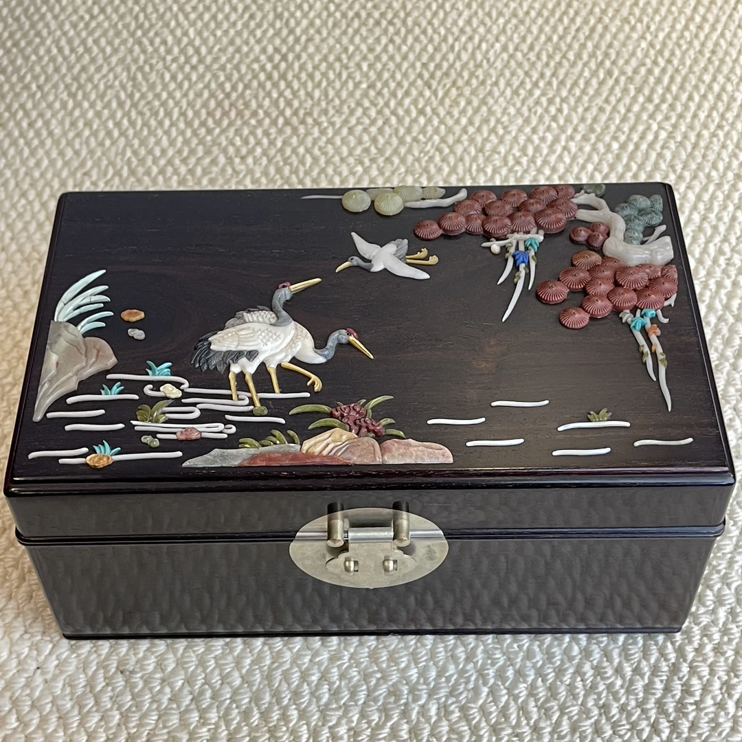 小叶紫檀百宝嵌首饰盒纯手工
