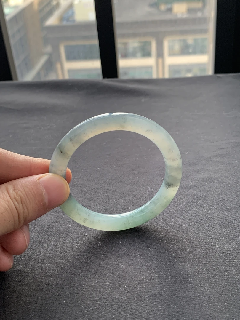 缅甸天然A货翡翠圆条乌鸡手镯50圈