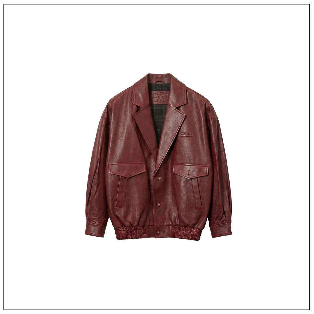 【上海】MASONPRINCE复古翻驳领植鞣革夹克