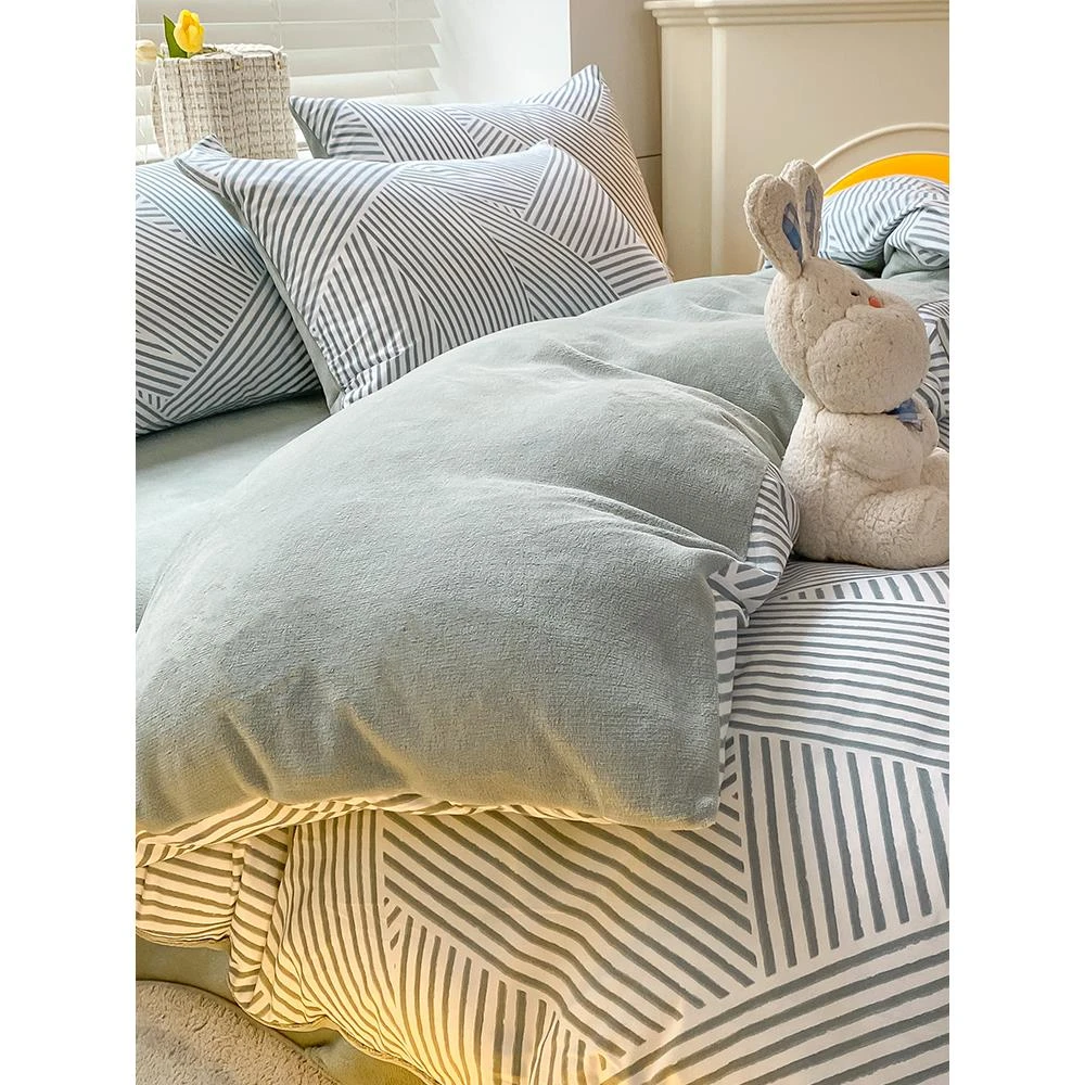 品牌撤柜新款冬季牛奶绒被套单件180x220纯全珊瑚绒加绒被罩冬