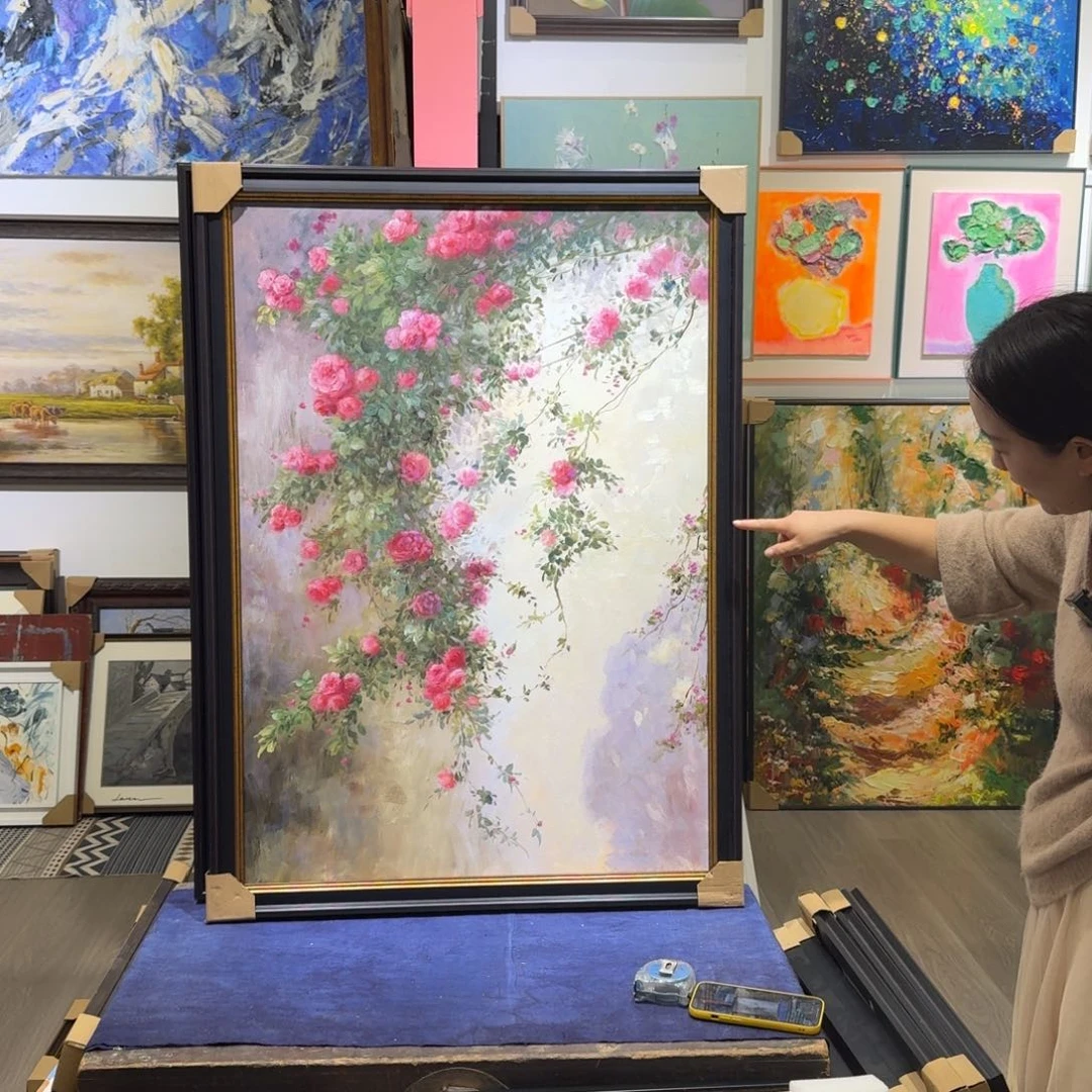 ****y竖款纯手工油画作品