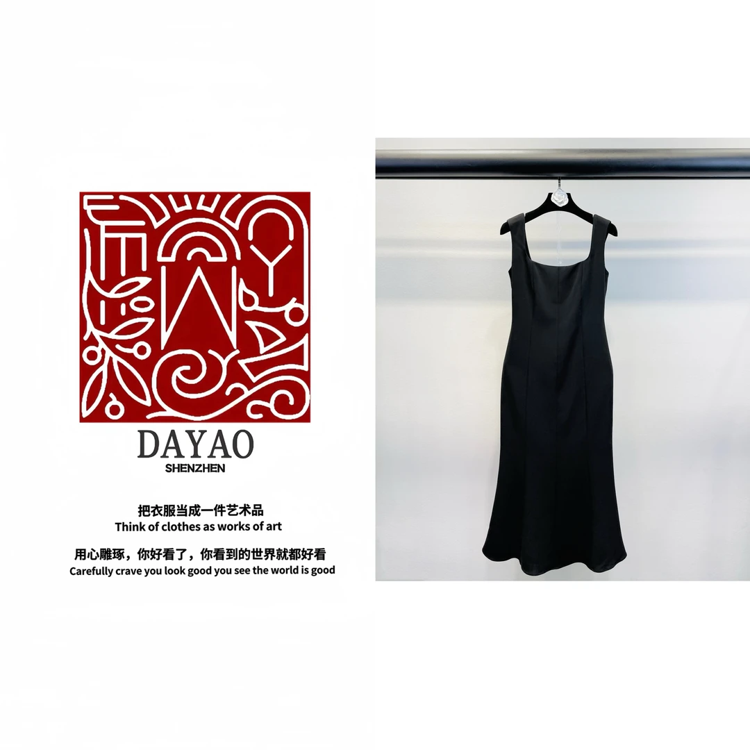 「DAYAO」25s无袖时尚百搭女士吊带长款法式极简连衣裙WYS25166