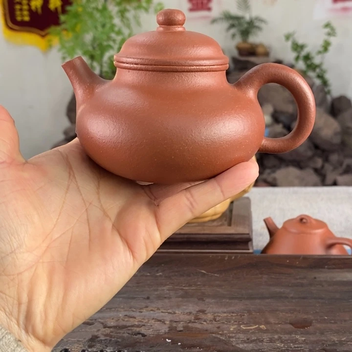 紫砂茶壶红降坡容天200左右的容量半手工艺