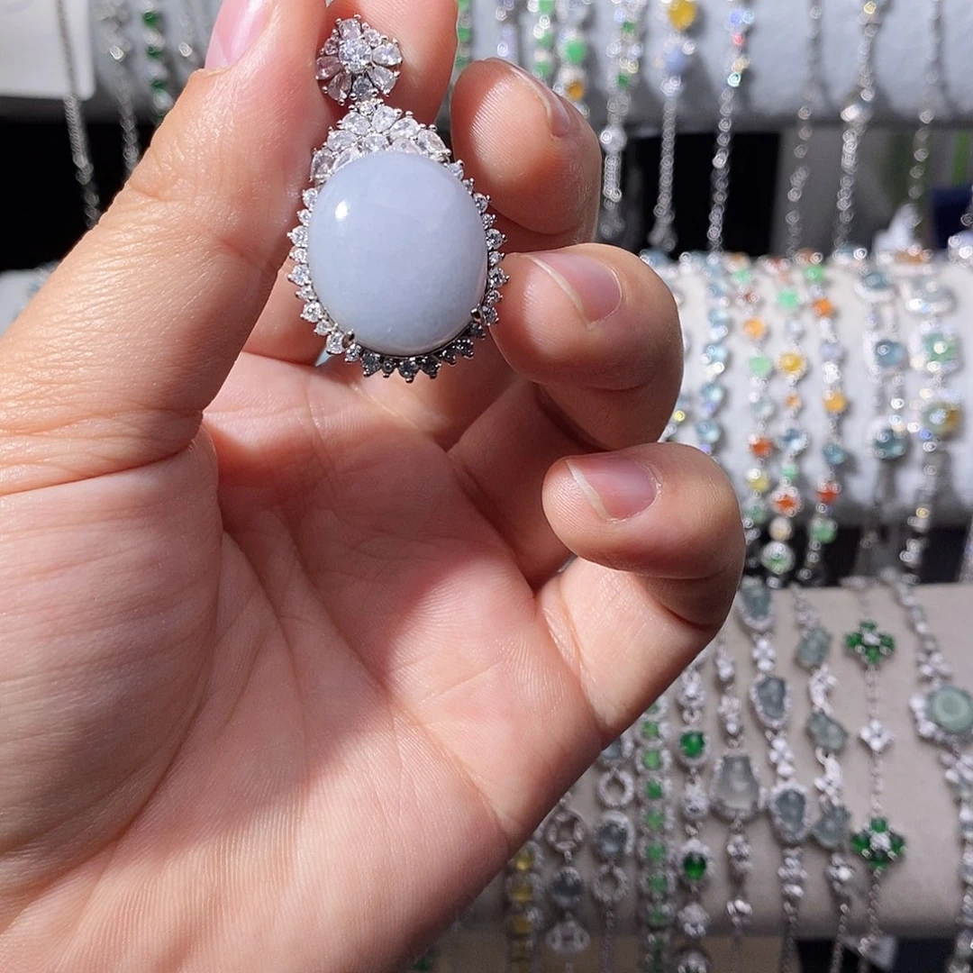 翡翠银S925镶嵌颈饰