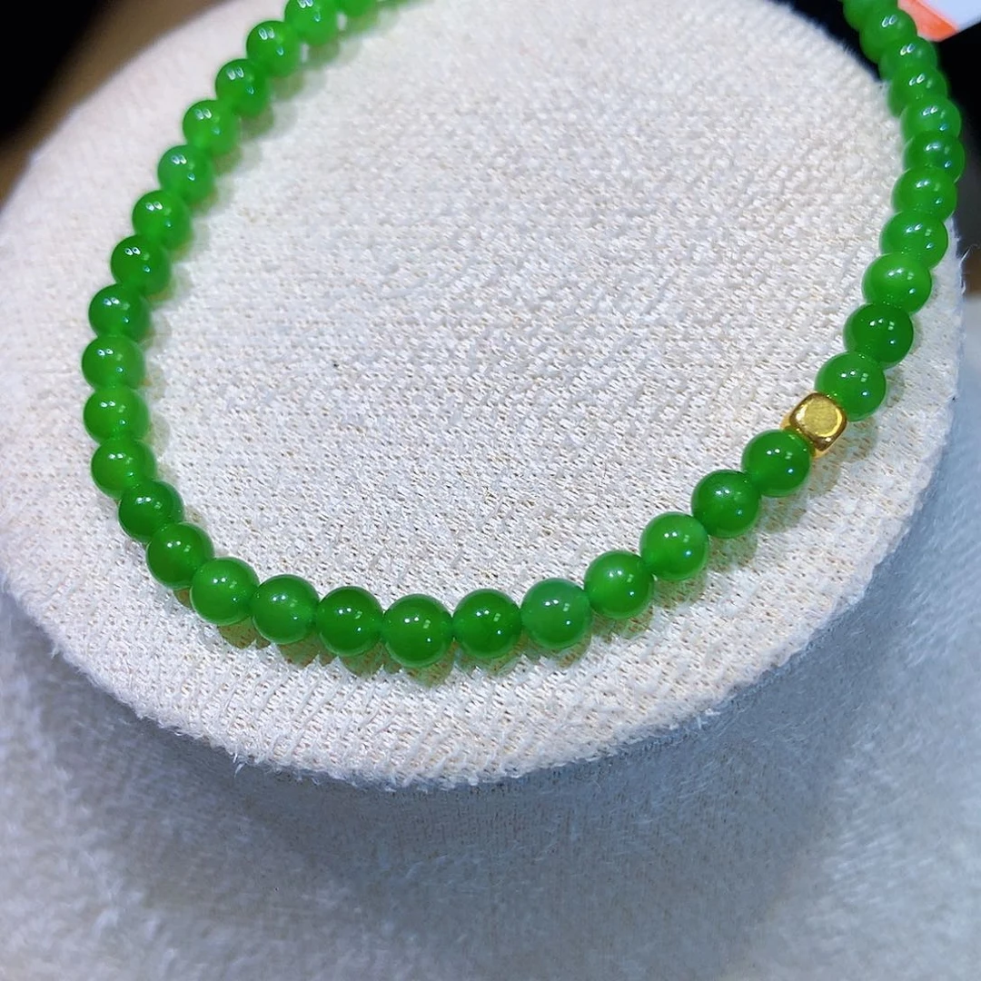 手链足金镶嵌和田玉（碧玉）卡4