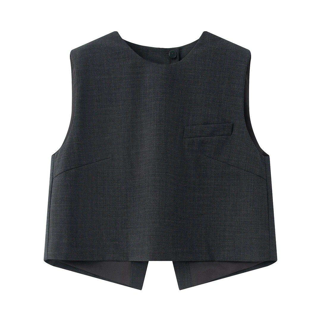 艾家夏季舒适修身型上衣透气马夹时尚气质休闲轻奢百搭简约3001