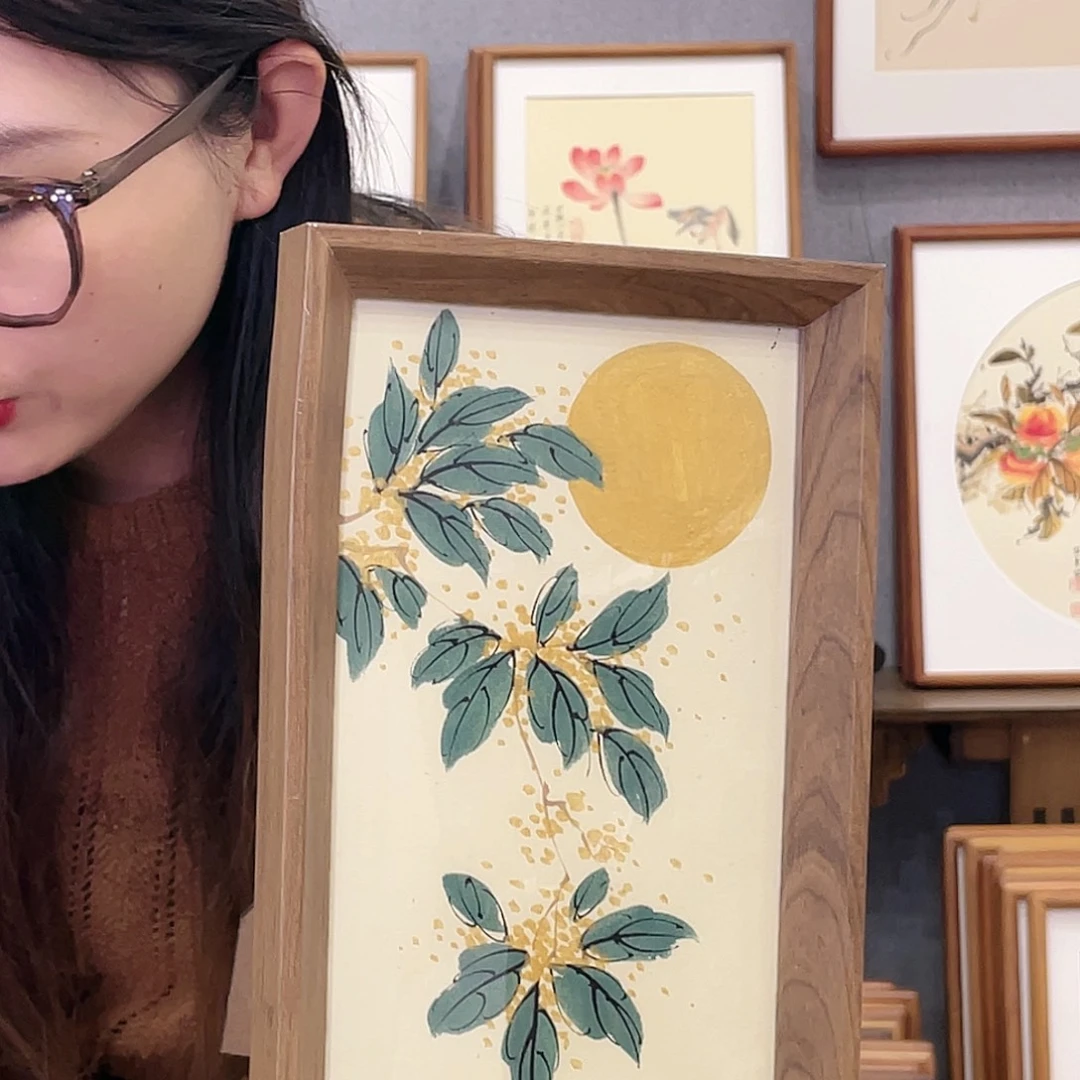 书法手绘带框尺寸：16*29