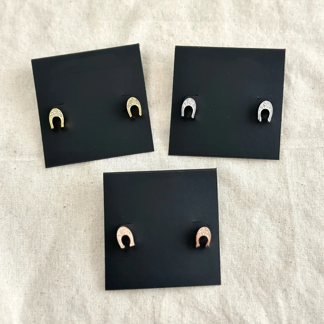 非金属合成锆石耳饰 c耳钉 带钻 女士耳钉