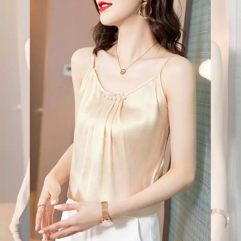 白色百搭小众性感无袖修身通勤美背2105-2503