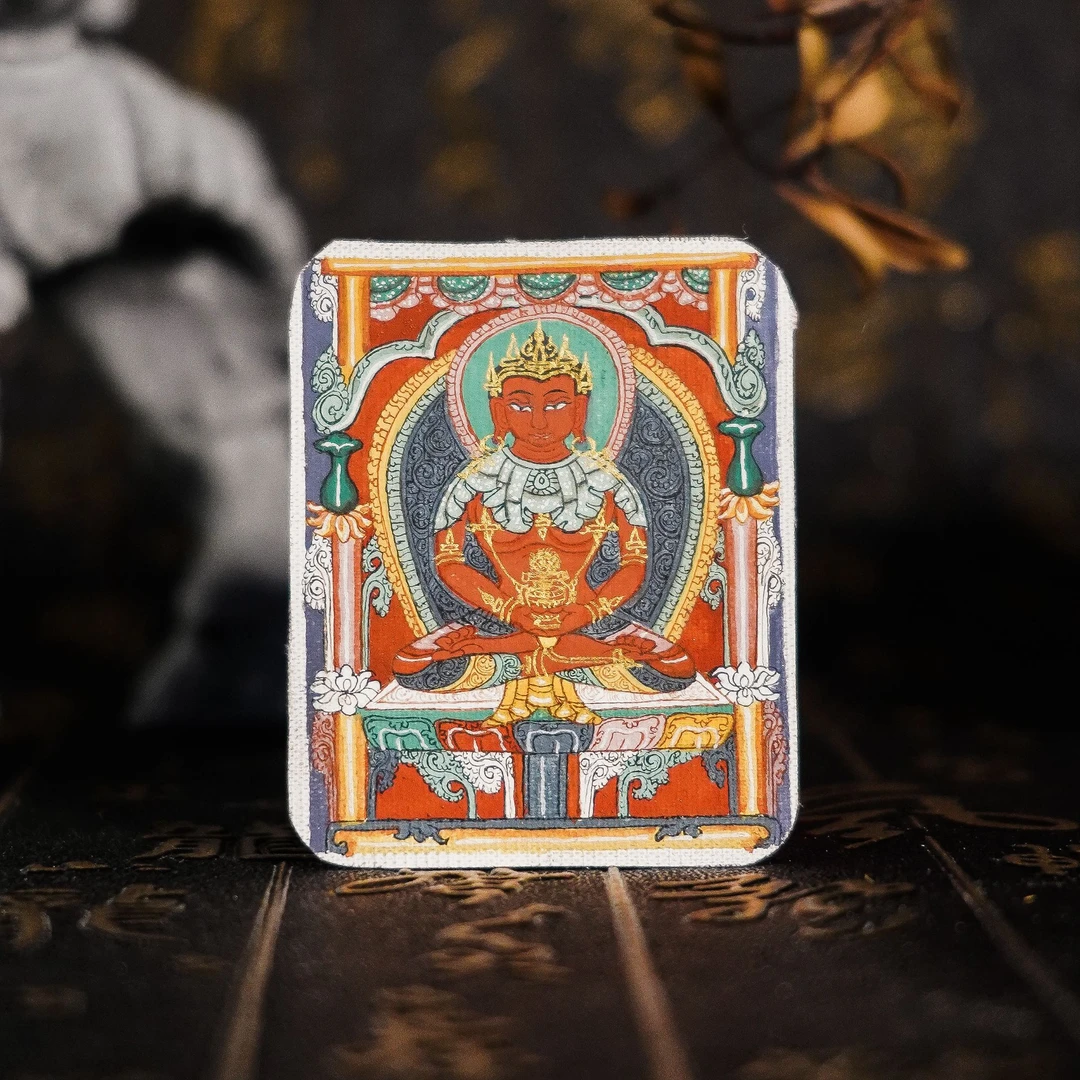 手绘唐卡 长寿佛 纯矿物质颜料热贡唐卡非物质文化