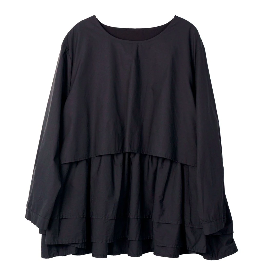 museguhui/木色古汇825110-1#纯色拼接休闲气质时尚秋款娃娃衬衣