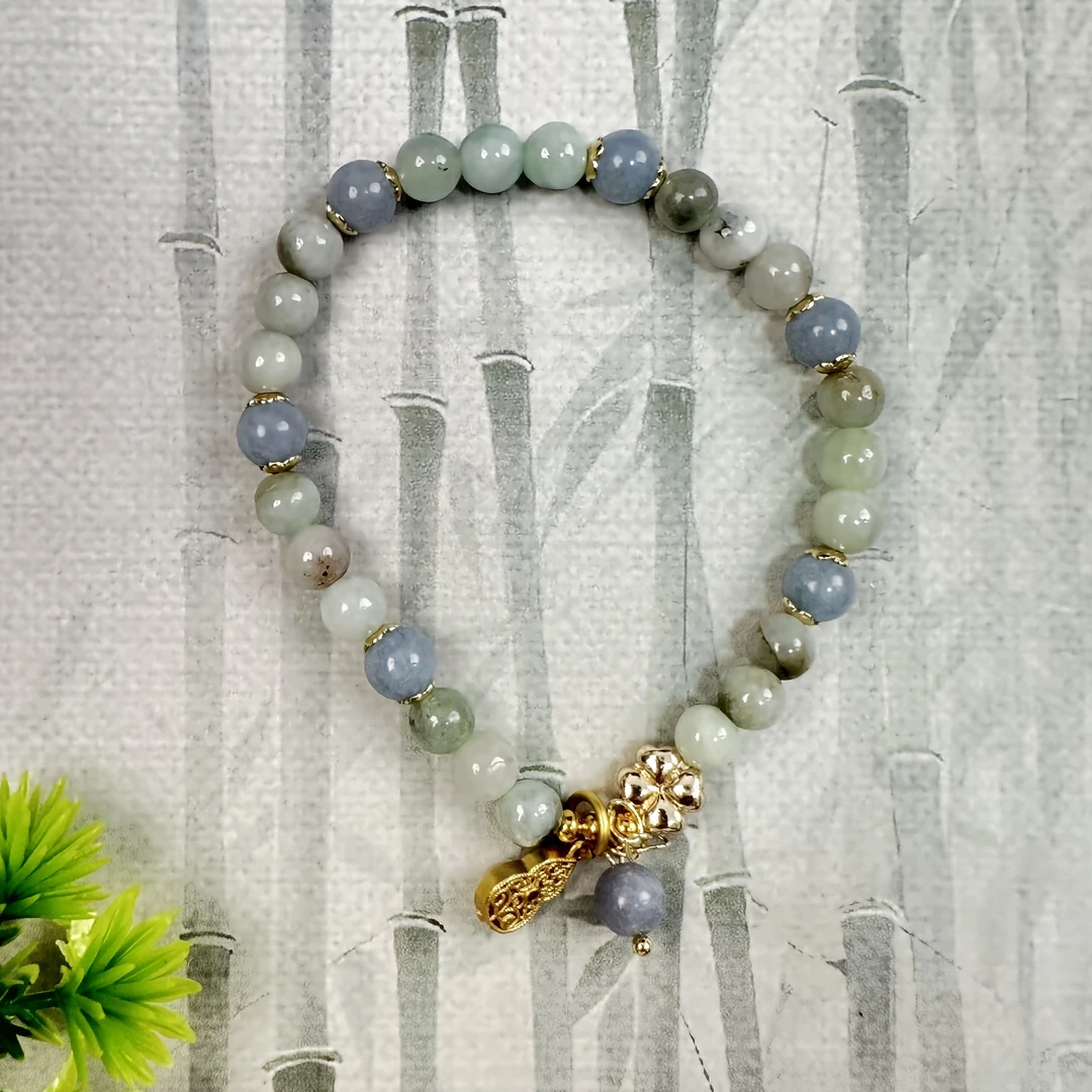 S27时尚翡翠手链气质少女田园风精美轻奢单圈复古手串