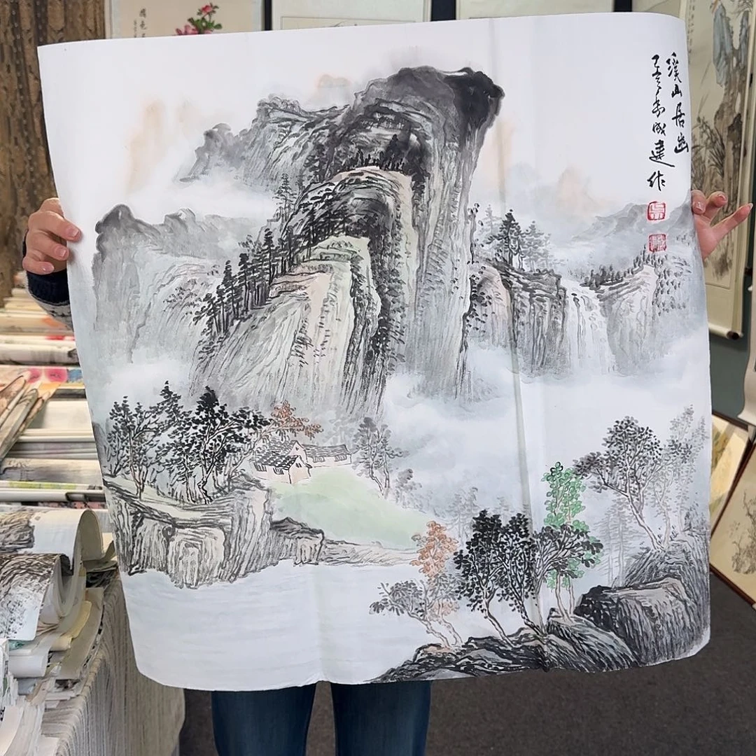 纯手绘国画作品好看斗方