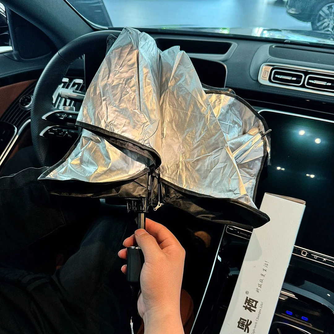 奥栖高遮光汽车遮阳伞防晒降温加大加厚车载折叠伞防晒降温全自动