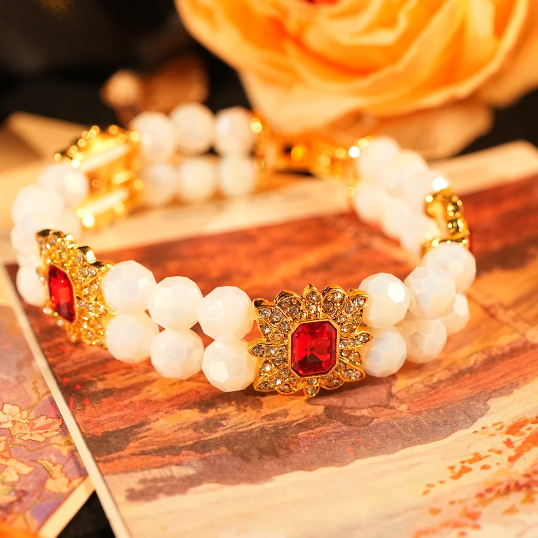 铜合金手链 【4045】手链 白色复古手工百搭气质