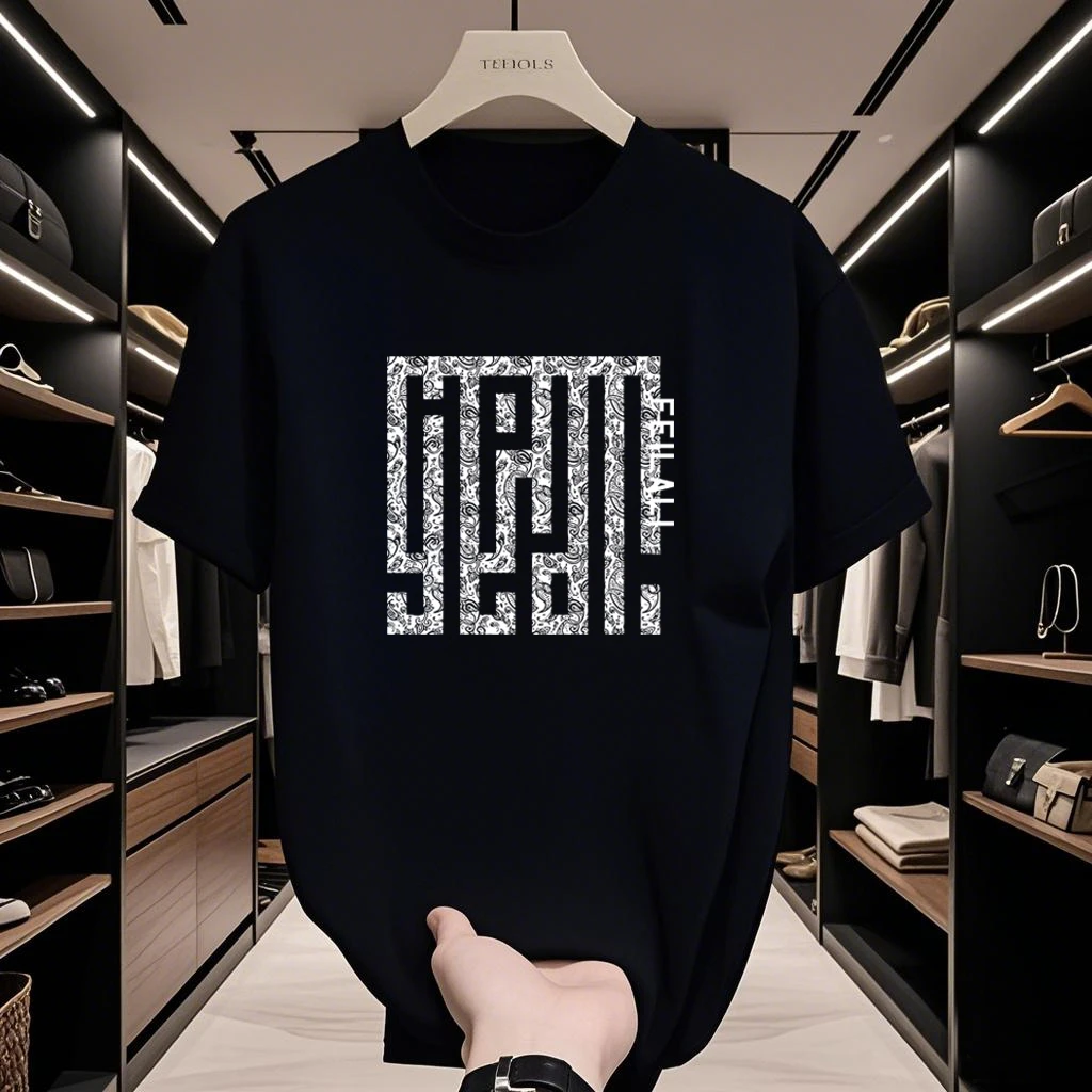 FEILALI婓鯻鲤夏季T恤短袖男生衣服百搭微胖纯棉宽松印花男士半袖