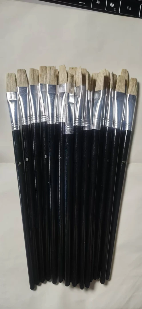 猪鬃20支装黑杆油画笔培训机构专用笔刷画画勾线笔外贸出口