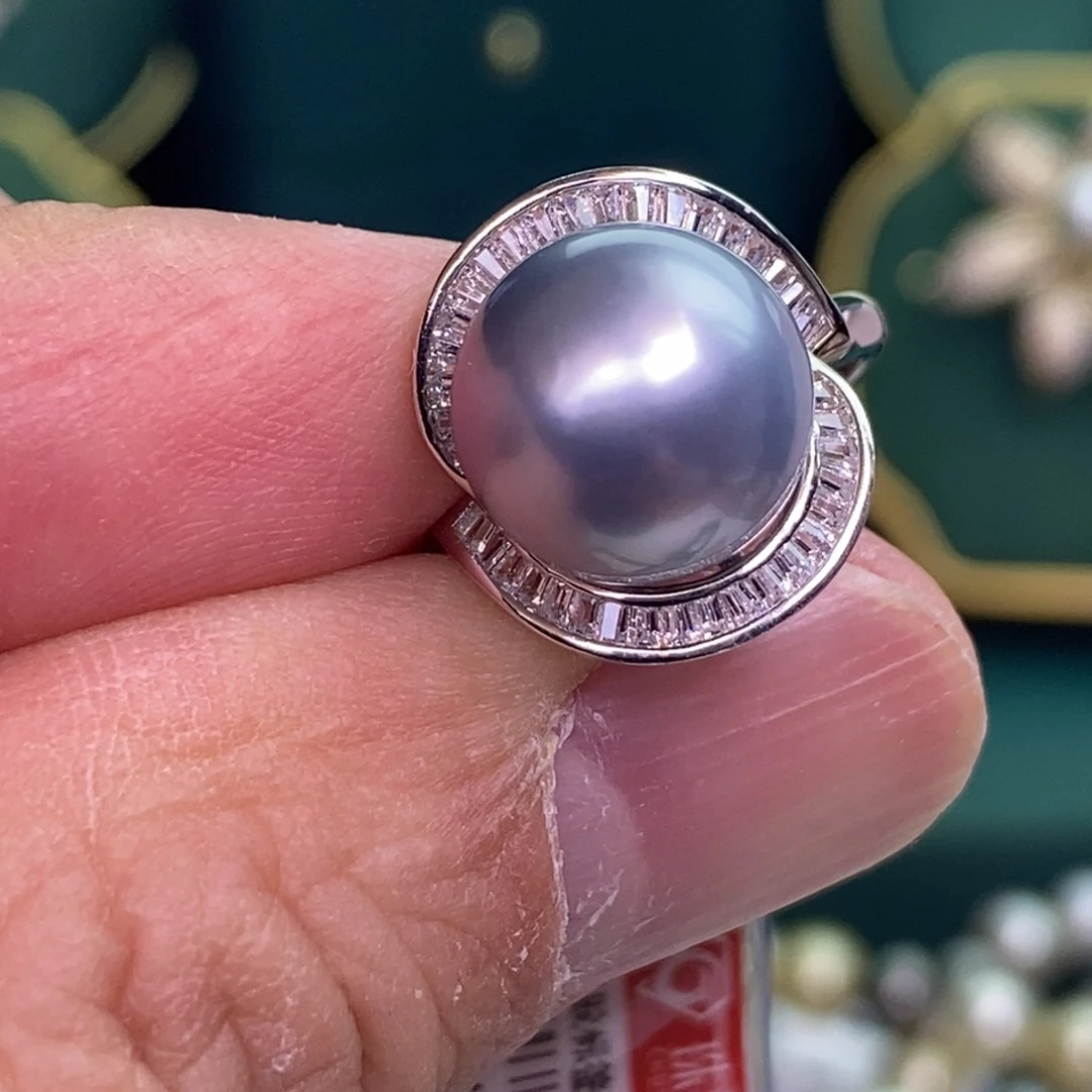 银S925镶嵌戒指海水珍珠