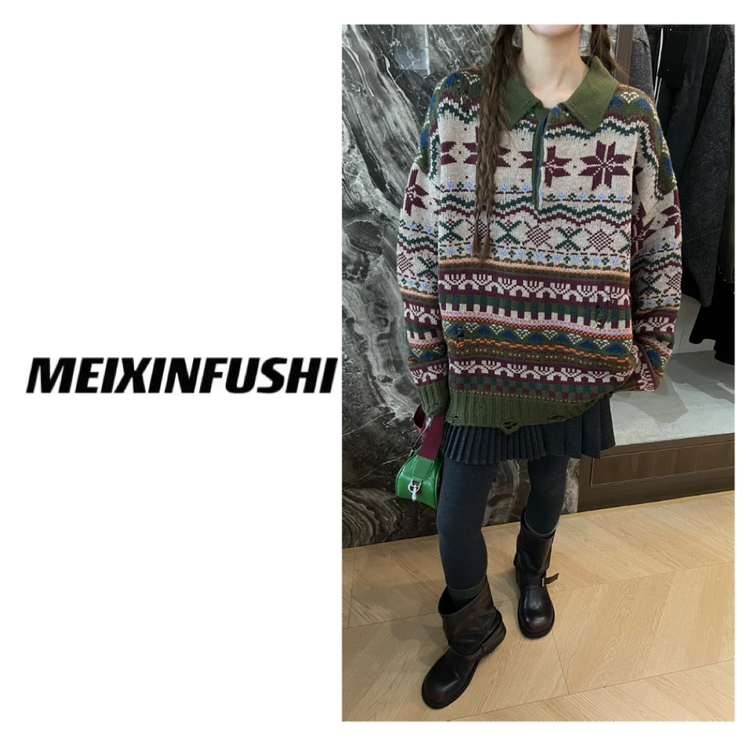【Mei Xin】慵懒风费尔岛设计毛衣/1207/D