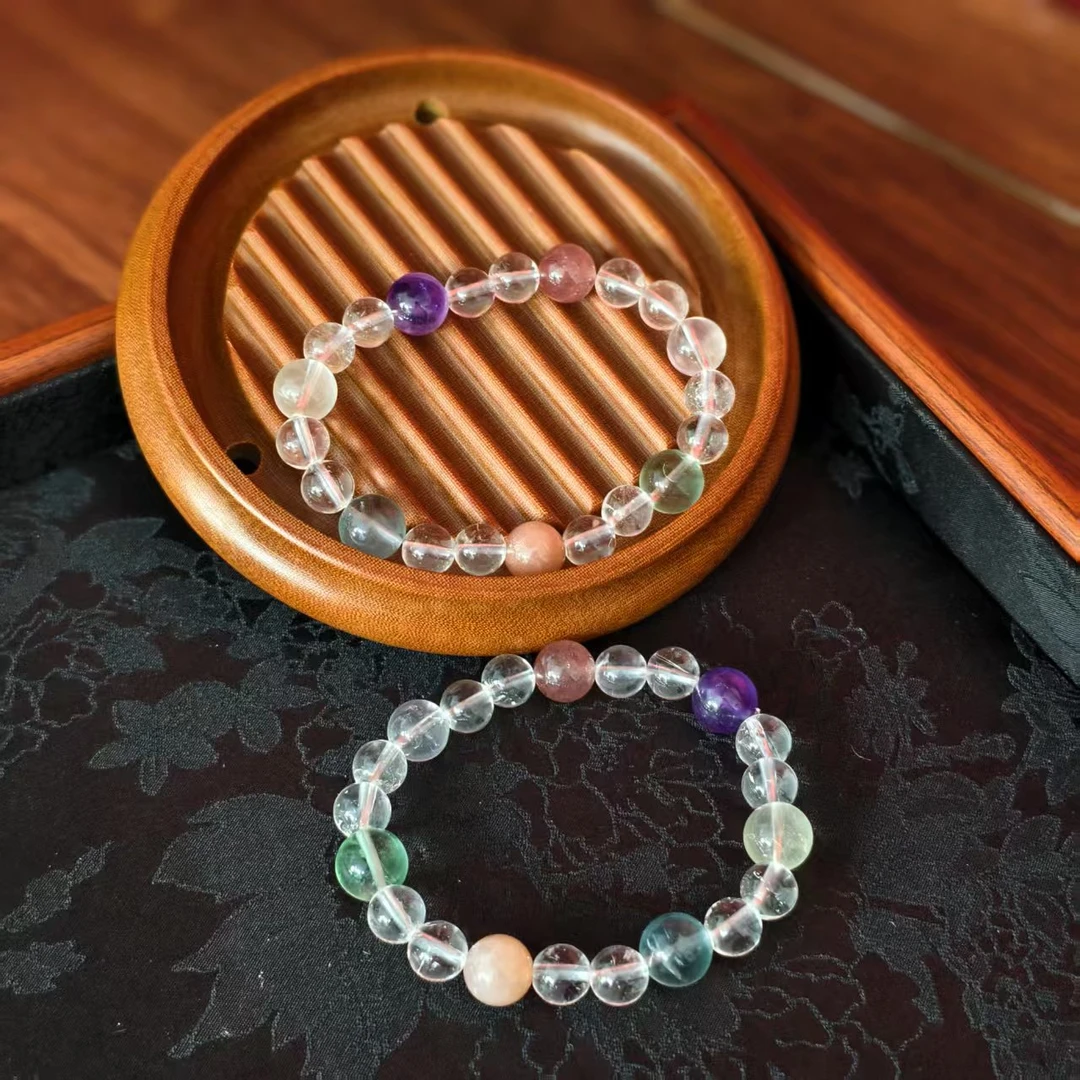 翠小胖二号店 多彩水晶单圈手串CSJB50 多样性发1