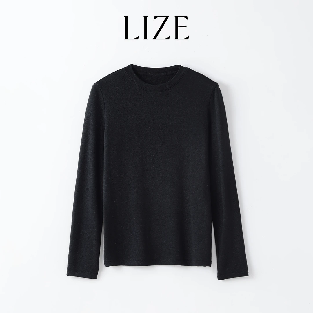 LIZE「隐奢腔调T·L0240」高定定纺微光细闪面料.柔软亲肤.显瘦T恤
