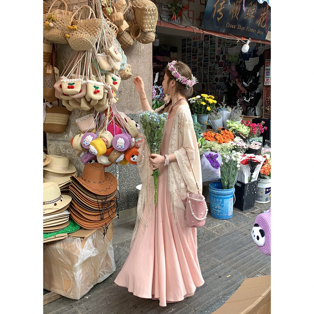 崔与熙/【微醺杏桃披肩】搭配连衣裙蕾丝披肩法式复古风温柔