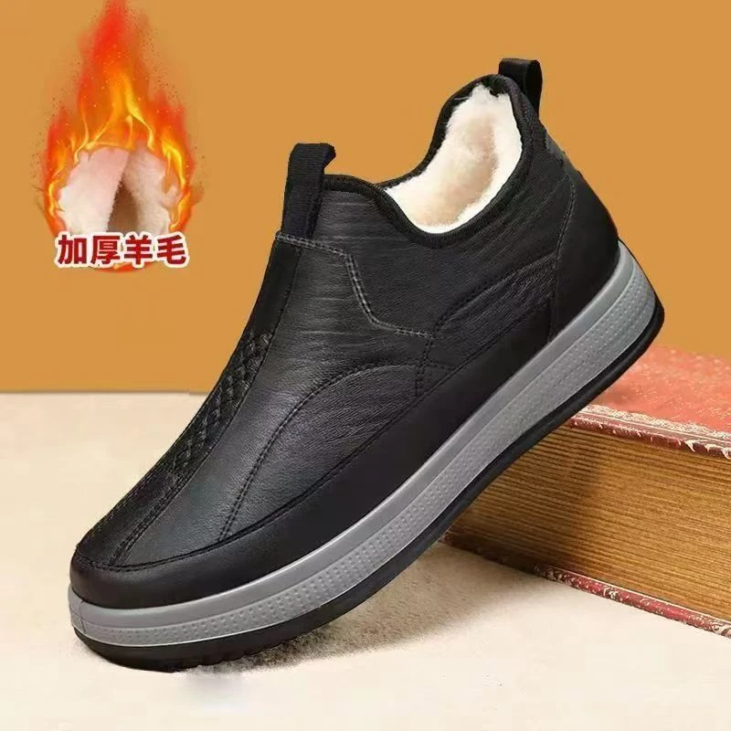 冬季防寒保暖大码防水防滑爸爸鞋雪地靴加绒加厚男休闲棉鞋布鞋