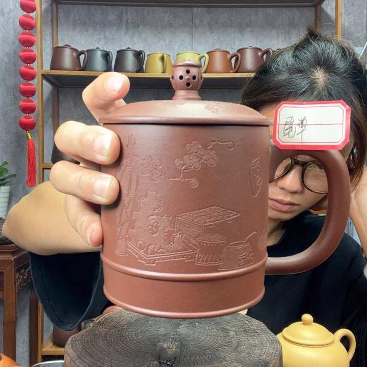茶杯紫砂原矿底槽青400毫升