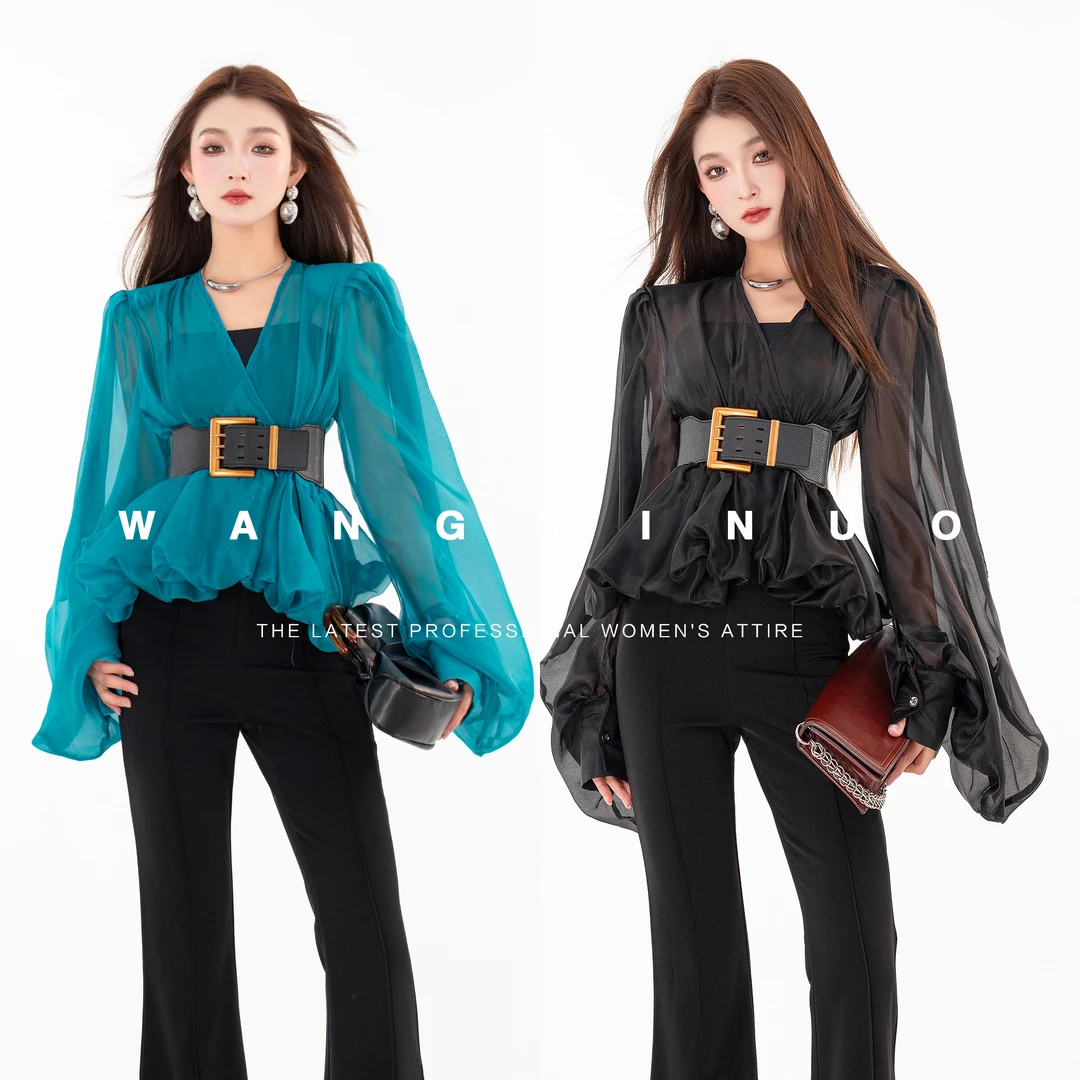 MD进进原创【漫舞轻衫】2025早秋气质时尚百搭收腰设计感显瘦上衣